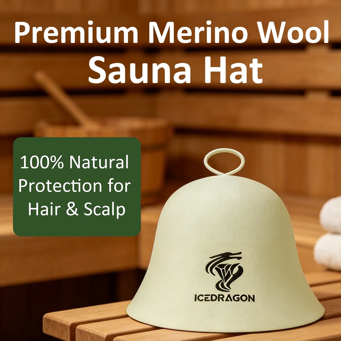 100% Wool Sauna Hat | Heat Resistant Sauna Cap for Men & Women