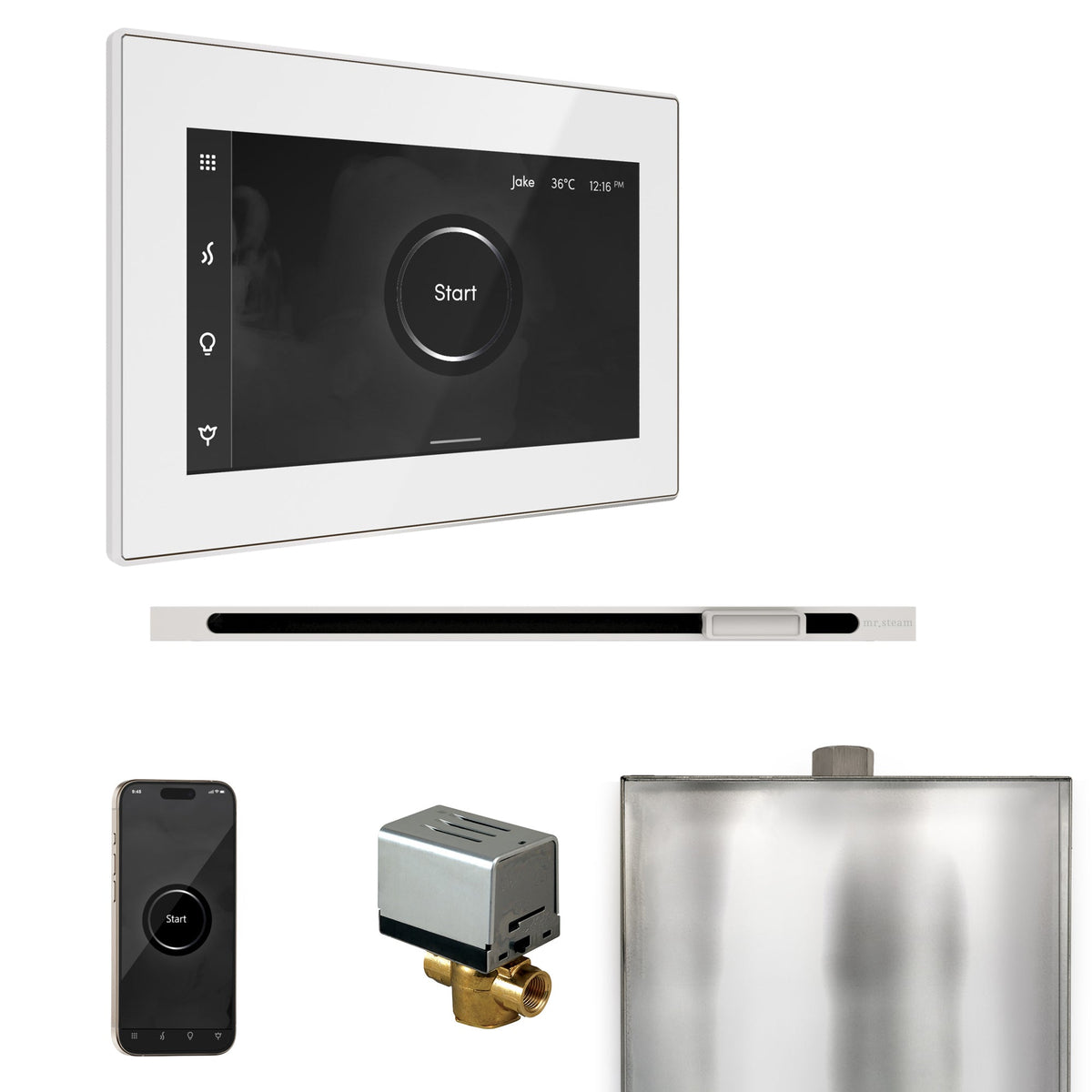 Mr. Steam XButler Linear Steam Shower Control Package – iSteamX Control, 16 in. Linear Steamhead, AutoFlush & Drip Pan for MS & Super Generators