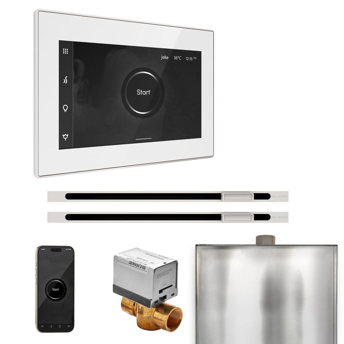 Mr. Steam XButler Max Linear Steam Shower Control Package – iSteamX Control, 16 in. Linear Steamhead, Max AutoFlush & Drip Pan for Max Generators