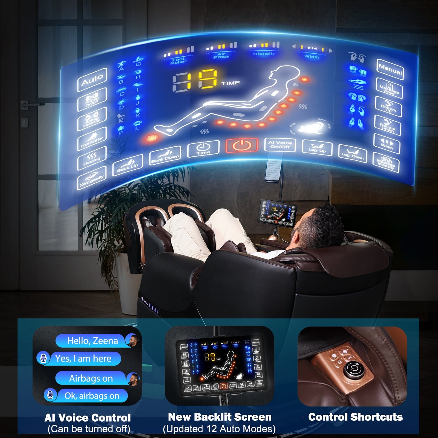 KoziSense KZ-A18 3D SL-track Massage Chair 2026 Upgraded - (Black and Brown)