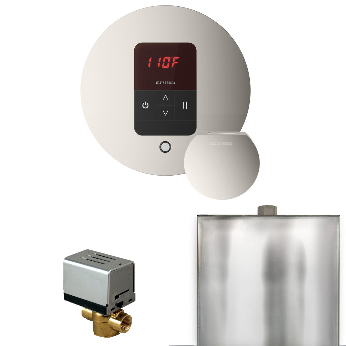 Mr. Steam Basic Butler Steam Shower Control Package – iTempo Control, Designer Steamhead, AutoFlush & Drip Pan for MS & Super Generators
