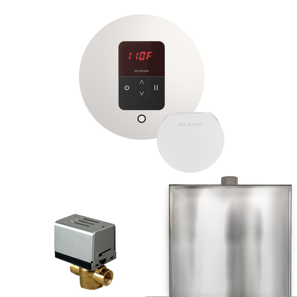 Mr. Steam Basic Butler Steam Shower Control Package – iTempo Control, Designer Steamhead, AutoFlush & Drip Pan for MS & Super Generators