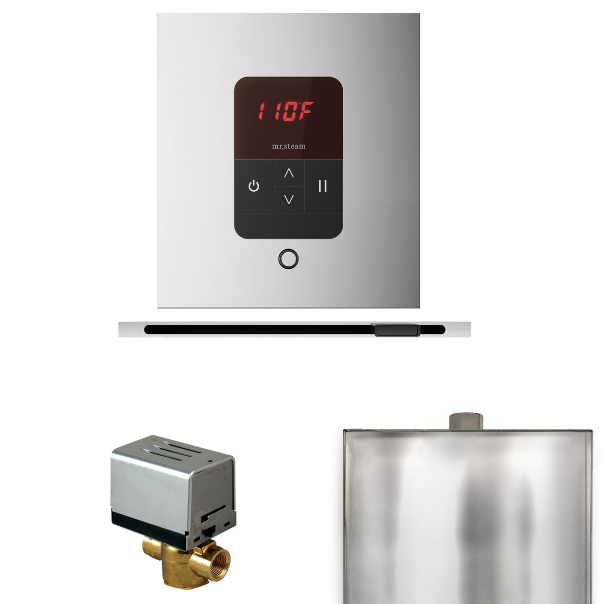 Mr. Steam Basic Butler Linear Steam Shower Control Package – iTempo Control, 16 in. Linear Steamhead, AutoFlush & Drip Pan for MS & Super Generators