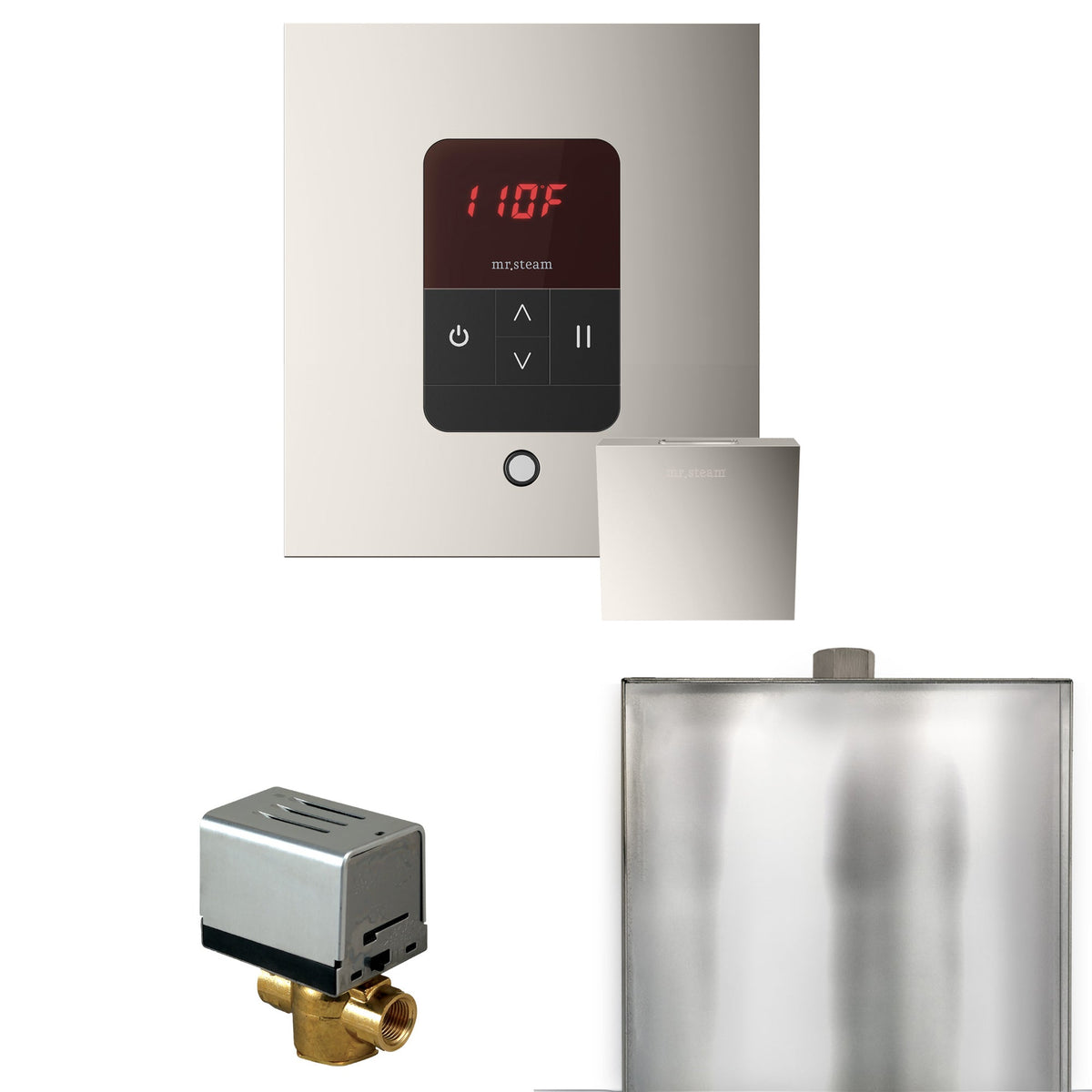 Mr. Steam Basic Butler Steam Shower Control Package – iTempo Control, Designer Steamhead, AutoFlush & Drip Pan for MS & Super Generators