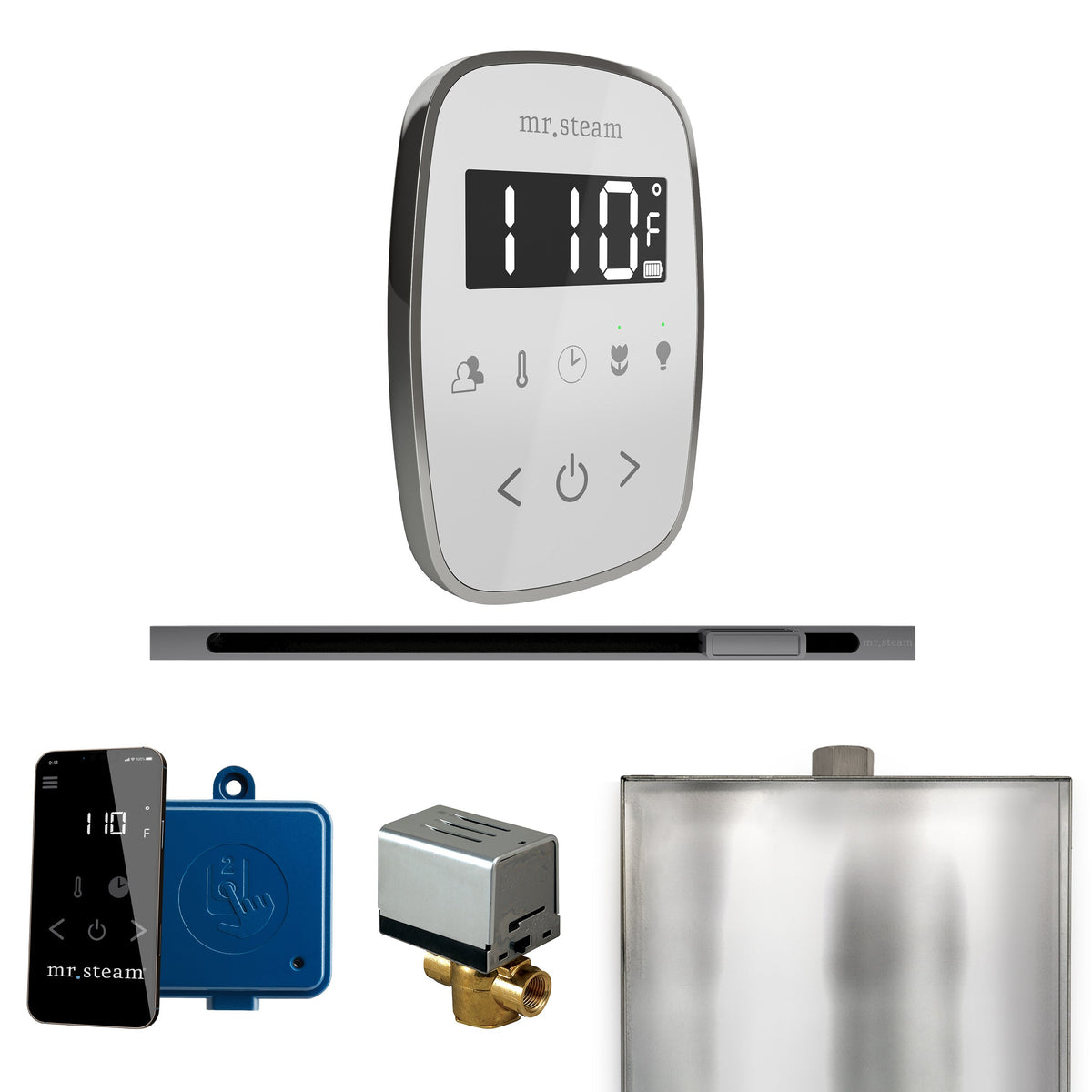 Mr. Steam ButlerFlex Linear Steam Shower Control Package – Wireless TempoFlex Control, Linear Steamhead & AutoFlush for MS & Super Generators