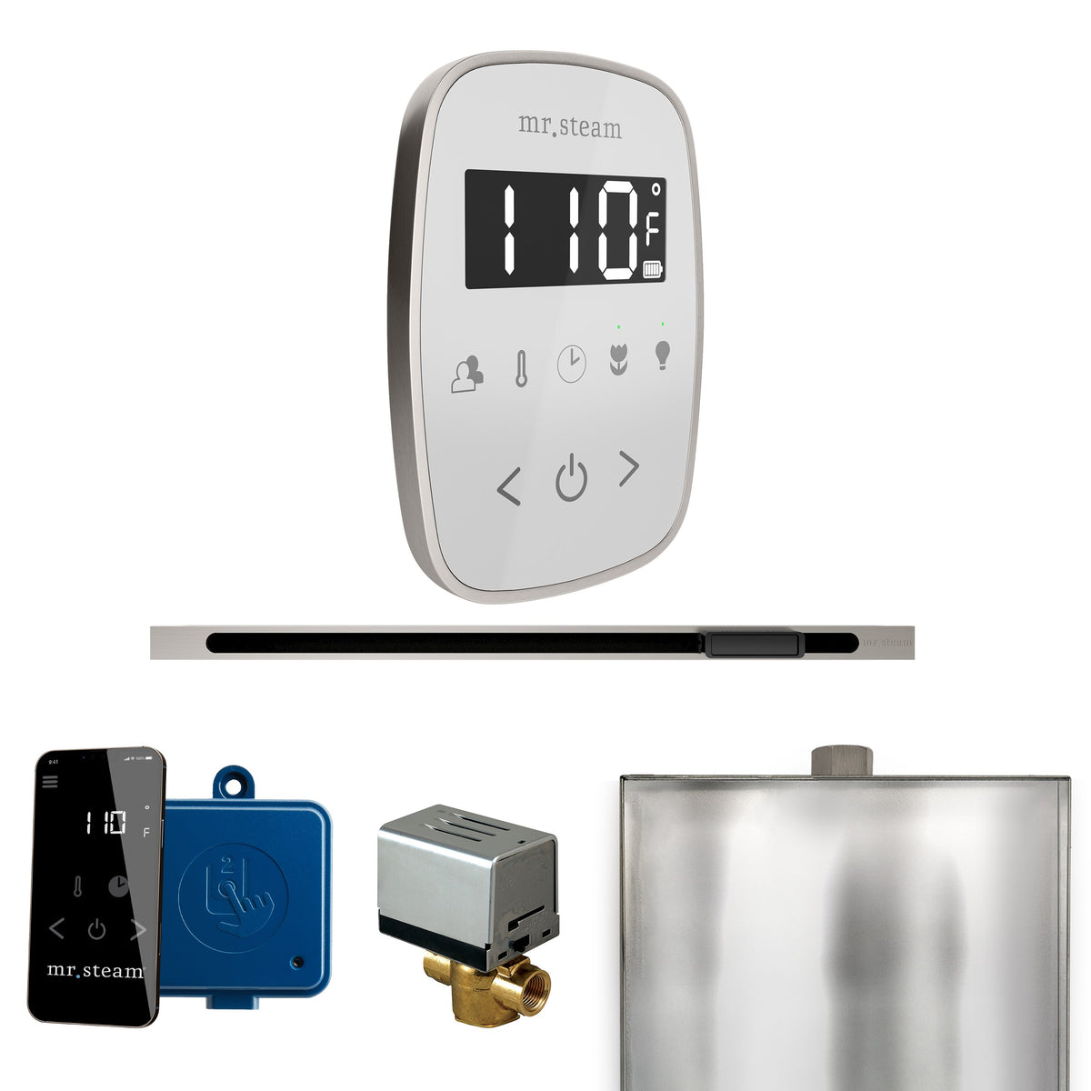 Mr. Steam ButlerFlex Linear Steam Shower Control Package – Wireless TempoFlex Control, Linear Steamhead & AutoFlush for MS & Super Generators