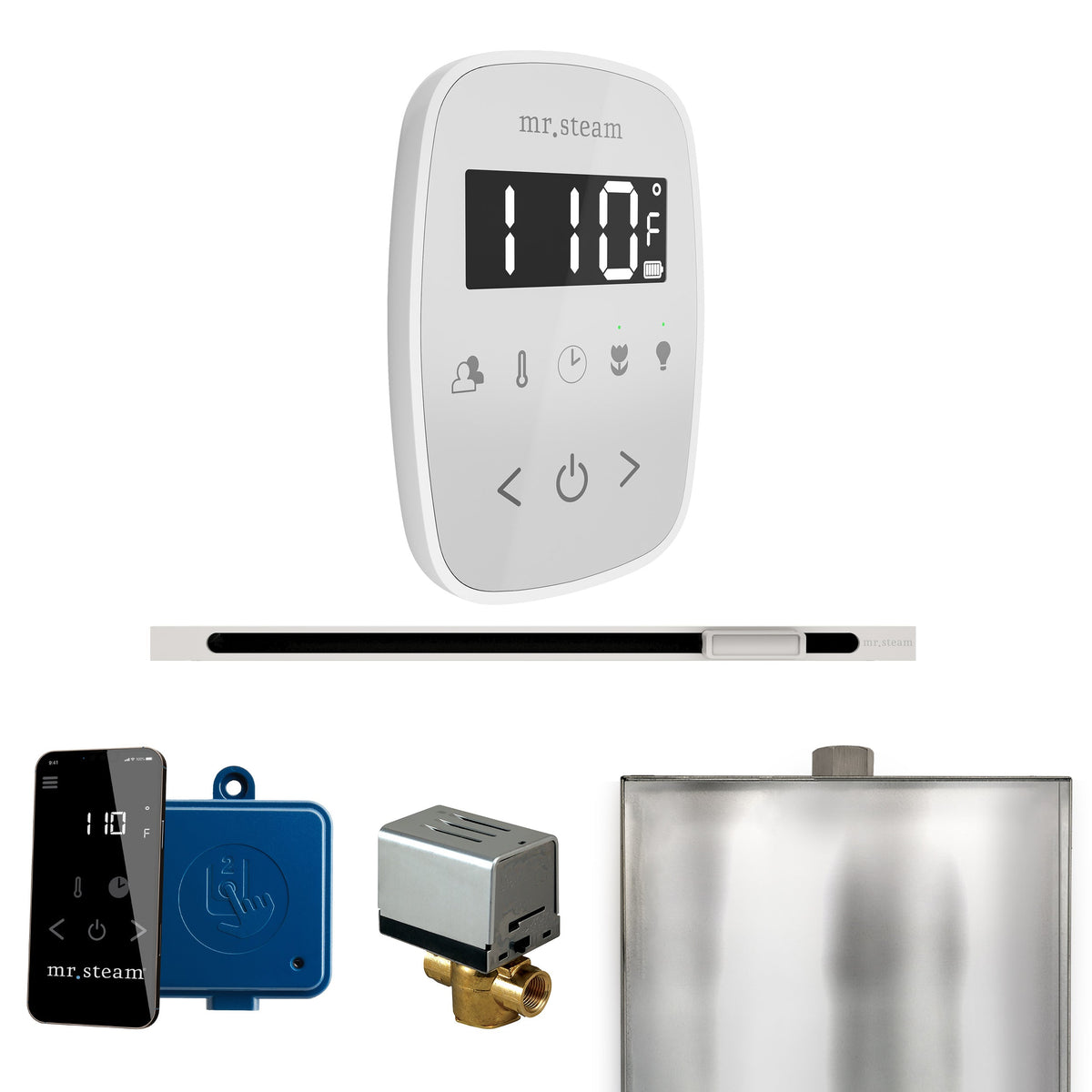 Mr. Steam ButlerFlex Linear Steam Shower Control Package – Wireless TempoFlex Control, Linear Steamhead & AutoFlush for MS & Super Generators