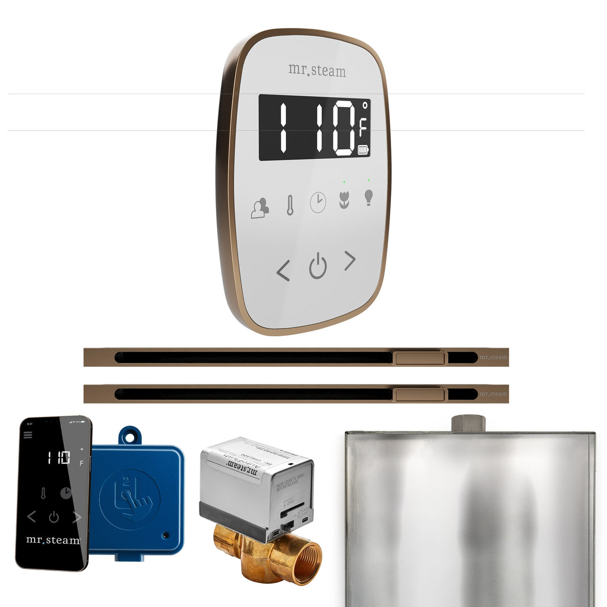 Mr. Steam ButlerFlex Max Linear Steam Shower Control Package – Wireless TempoFlex Control, 16 in. Linear Steamhead & Max AutoFlush for Max Generators