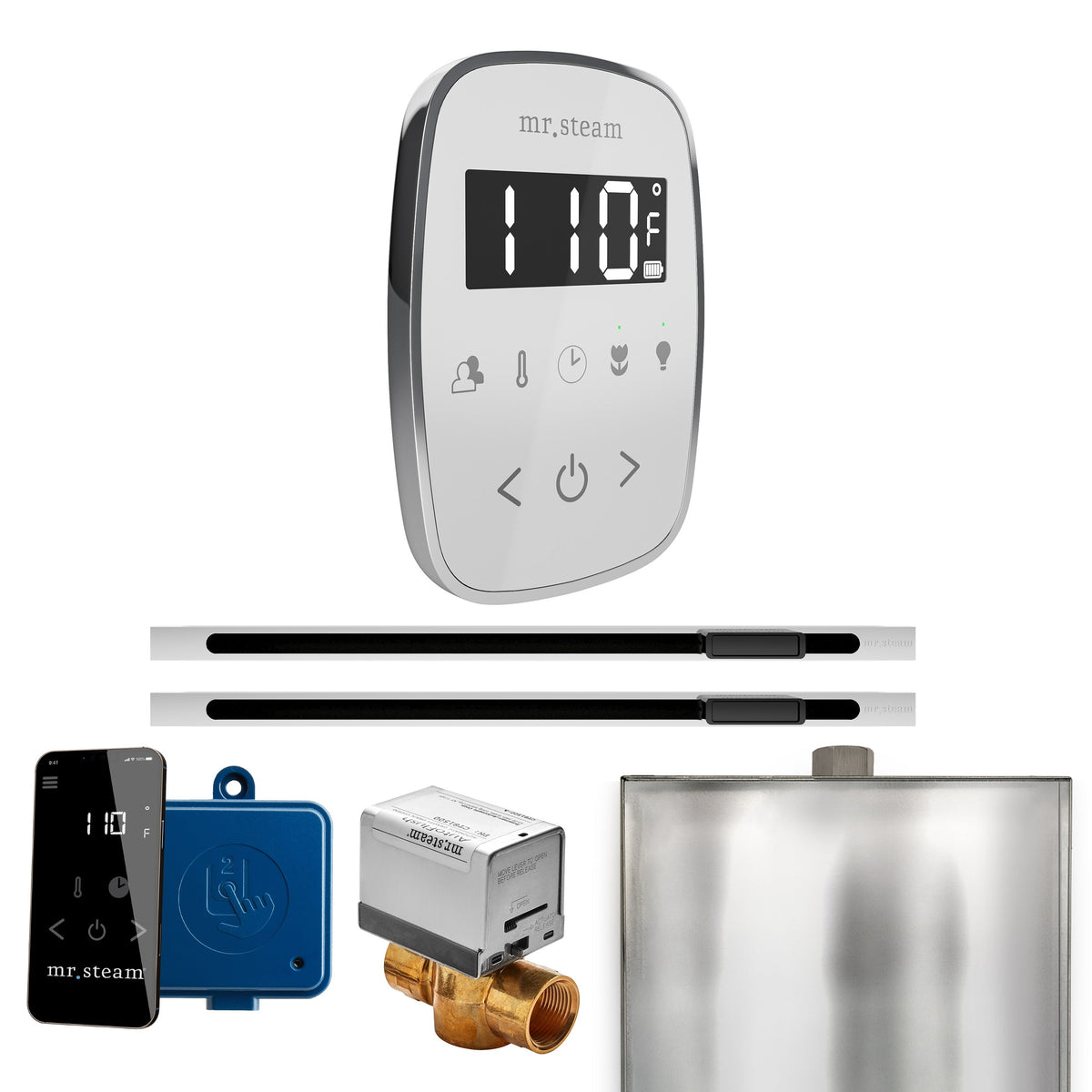 Mr. Steam ButlerFlex Max Linear Steam Shower Control Package – Wireless TempoFlex Control, 16 in. Linear Steamhead & Max AutoFlush for Max Generators