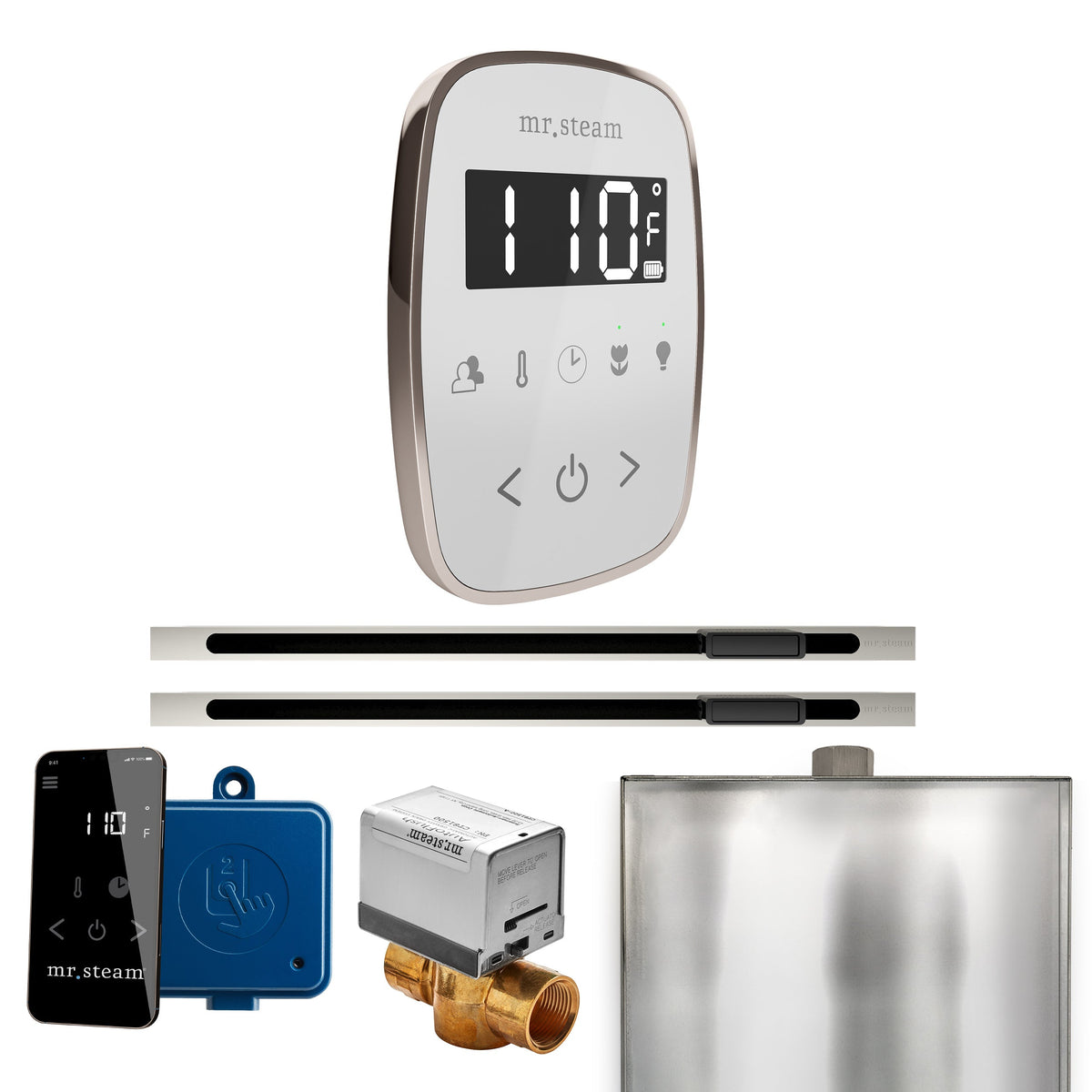 Mr. Steam ButlerFlex Max Linear Steam Shower Control Package – Wireless TempoFlex Control, 16 in. Linear Steamhead & Max AutoFlush for Max Generators