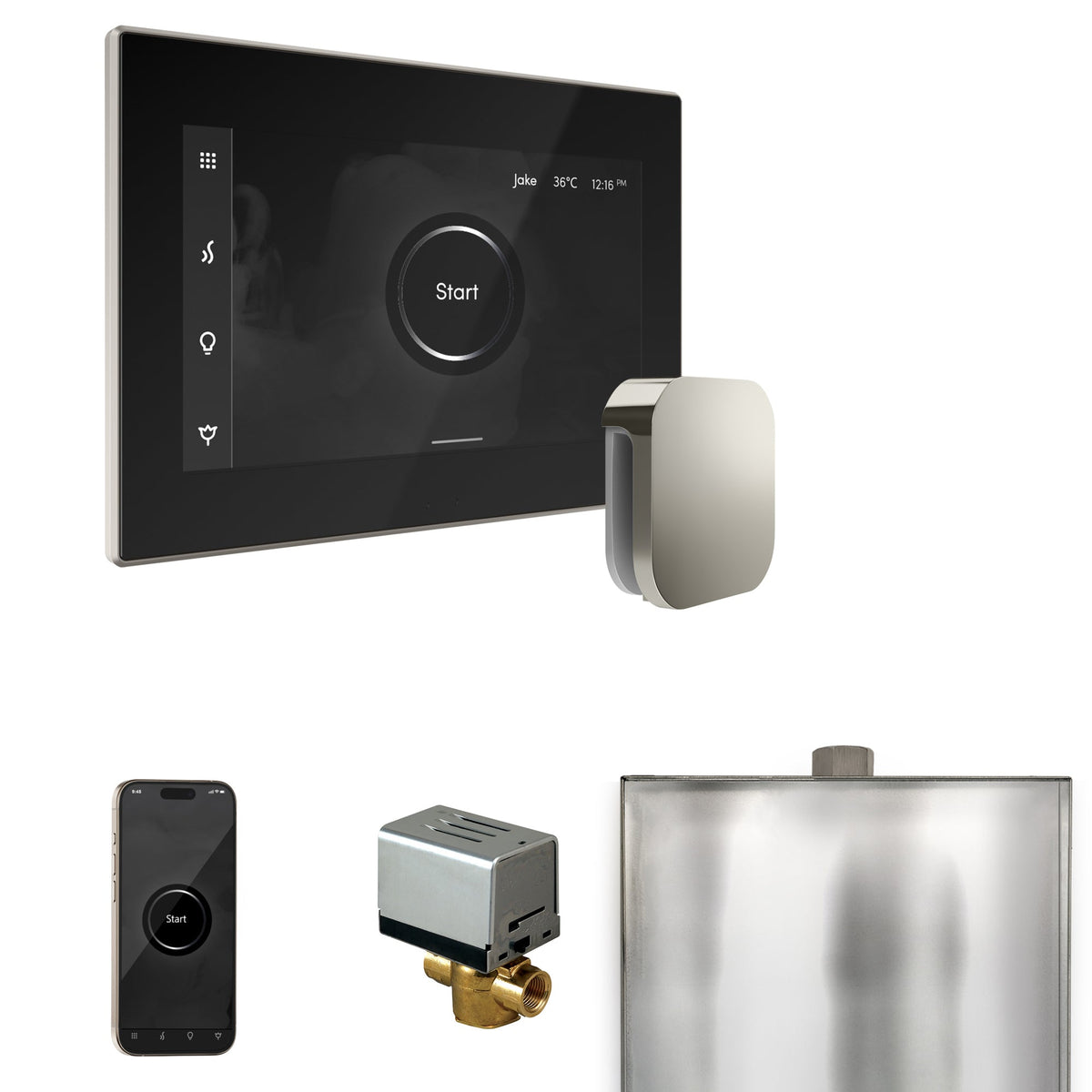 Mr. Steam XButler Steam Shower Control Package – iSteamX Control, Aroma Steamhead, AutoFlush & Drip Pan for MS & Super Generators