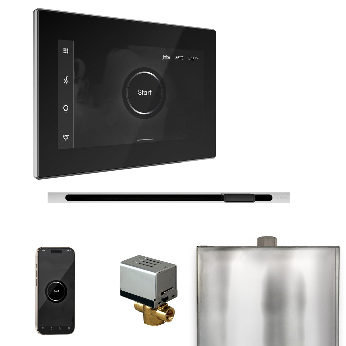 Mr. Steam XButler Linear Steam Shower Control Package – iSteamX Control, 16 in. Linear Steamhead, AutoFlush & Drip Pan for MS & Super Generators