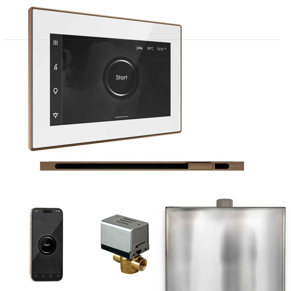Mr. Steam XButler Linear Steam Shower Control Package – iSteamX Control, 16 in. Linear Steamhead, AutoFlush & Drip Pan for MS & Super Generators