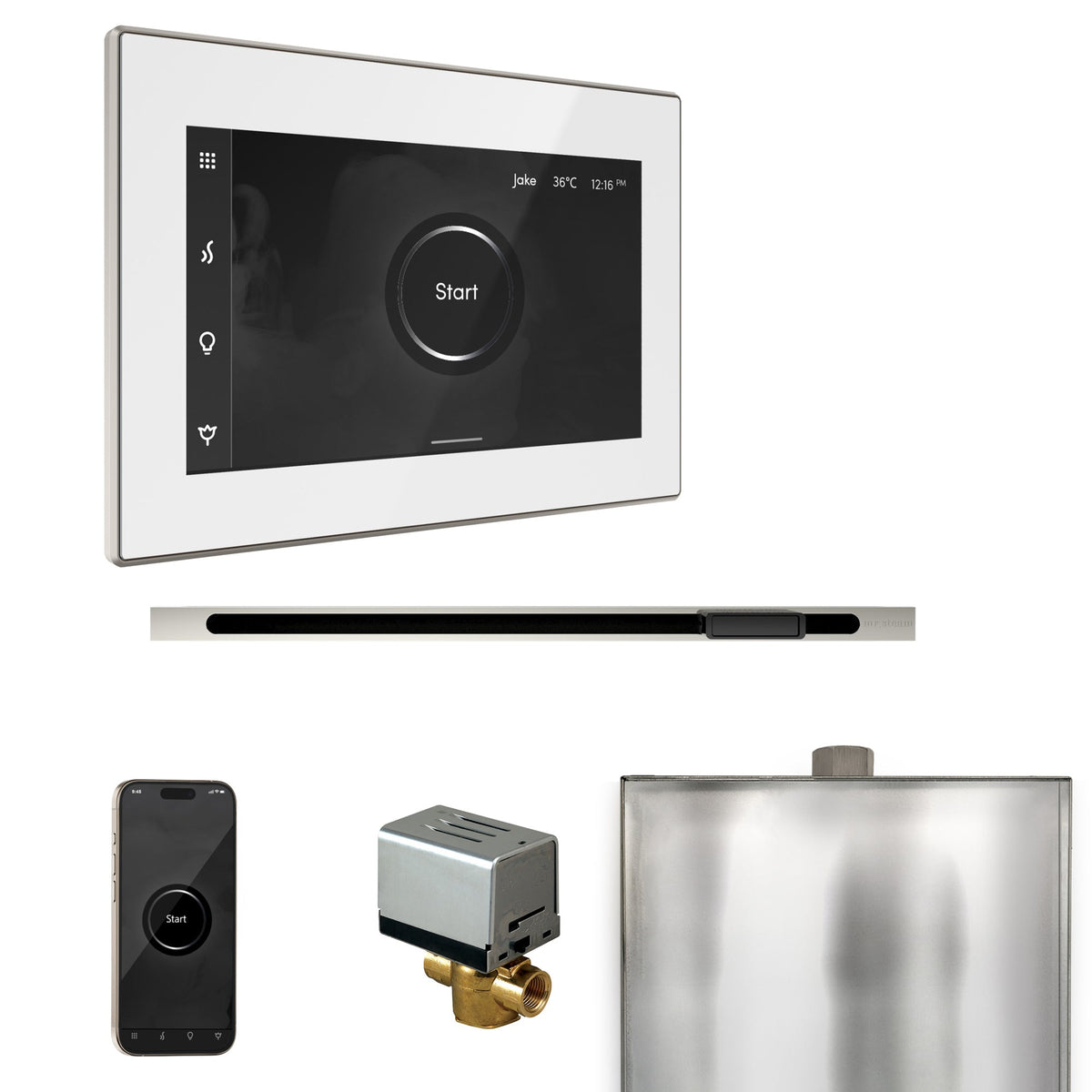 Mr. Steam XButler Linear Steam Shower Control Package – iSteamX Control, 16 in. Linear Steamhead, AutoFlush & Drip Pan for MS & Super Generators