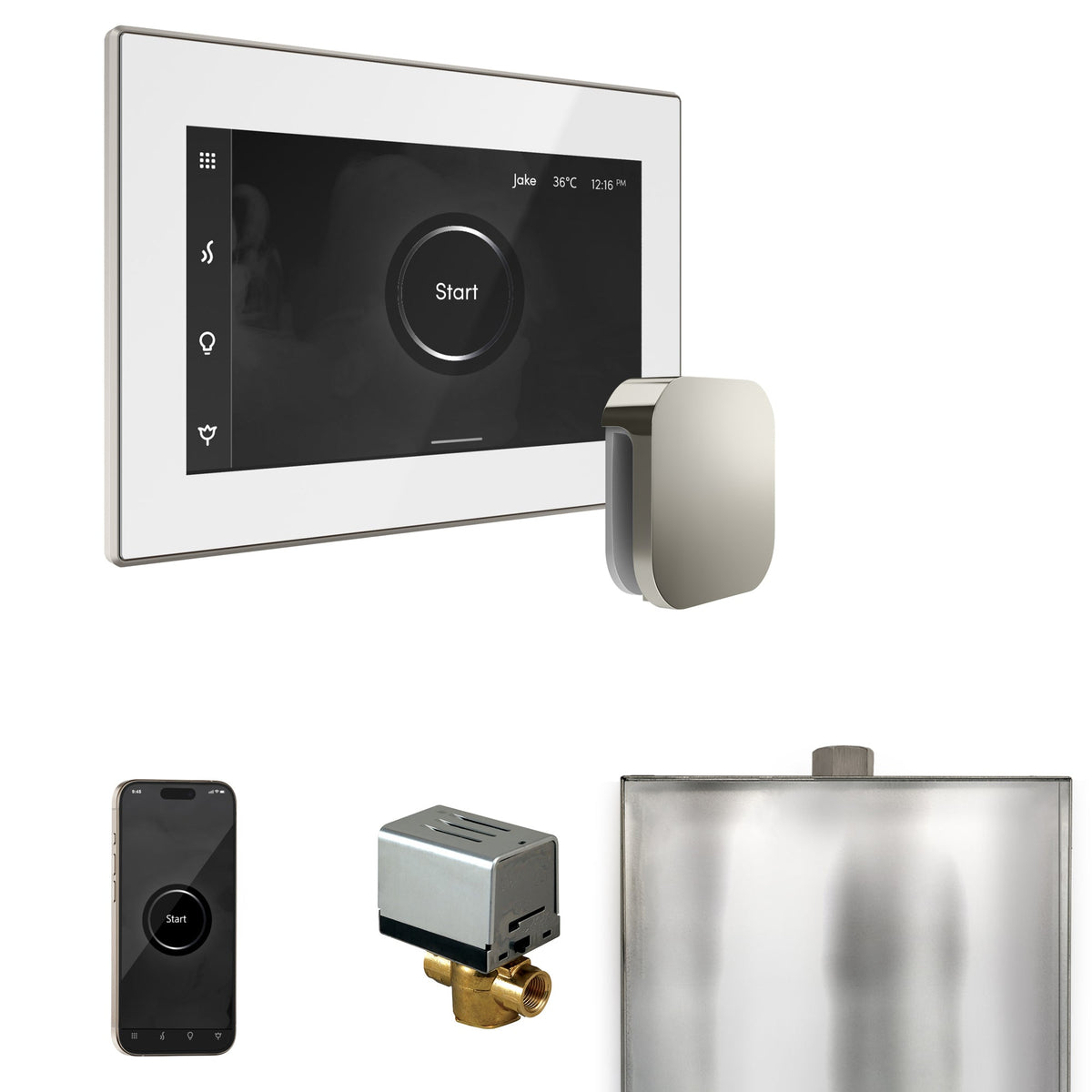 Mr. Steam XButler Steam Shower Control Package – iSteamX Control, Aroma Steamhead, AutoFlush & Drip Pan for MS & Super Generators