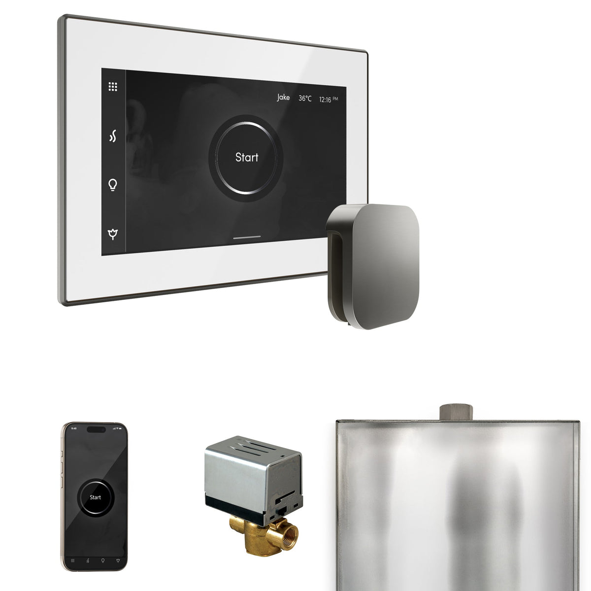 Mr. Steam XButler Steam Shower Control Package – iSteamX Control, Aroma Steamhead, AutoFlush & Drip Pan for MS & Super Generators
