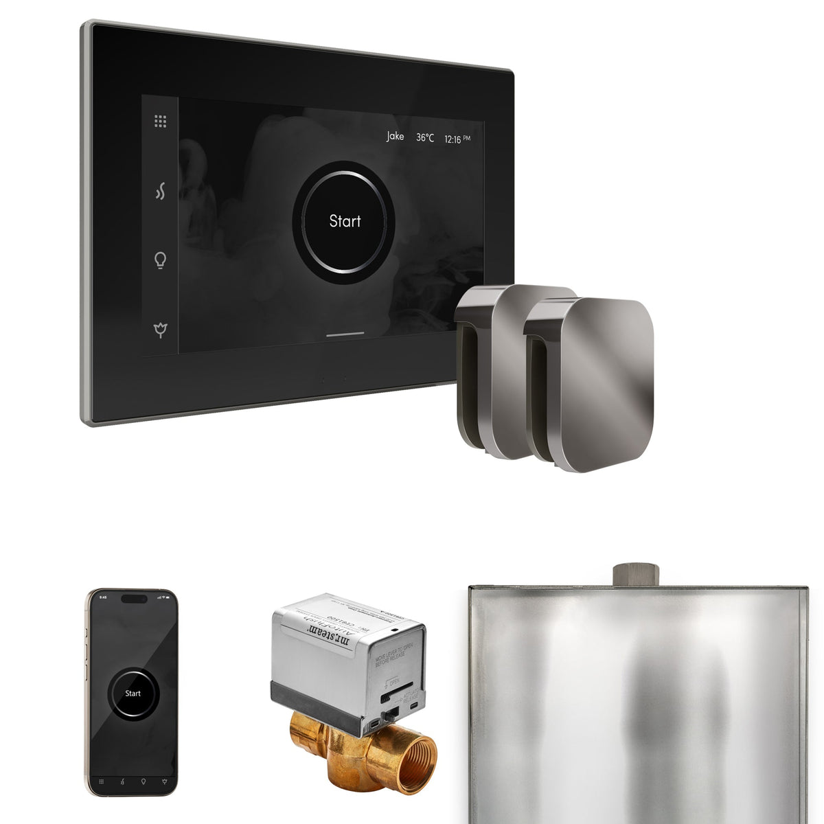 Mr. Steam XButler Max Steam Shower Control Package – iSteamX Control, Aroma Steamhead, Max AutoFlush & Drip Pan for Max Generators