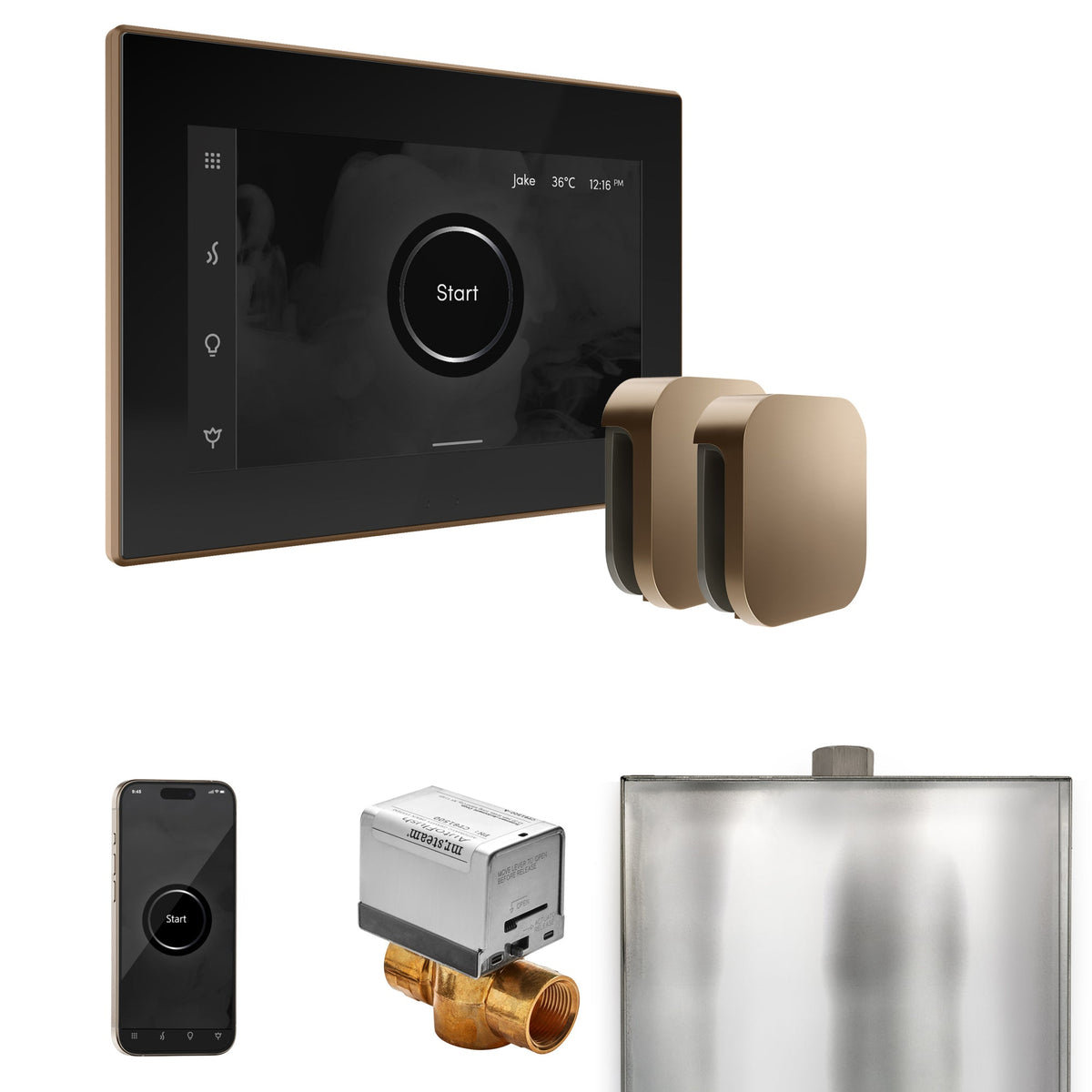Mr. Steam XButler Max Steam Shower Control Package – iSteamX Control, Aroma Steamhead, Max AutoFlush & Drip Pan for Max Generators