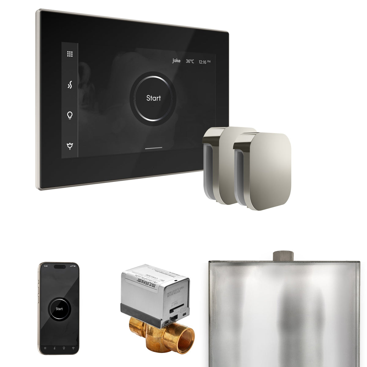 Mr. Steam XButler Max Steam Shower Control Package – iSteamX Control, Aroma Steamhead, Max AutoFlush & Drip Pan for Max Generators