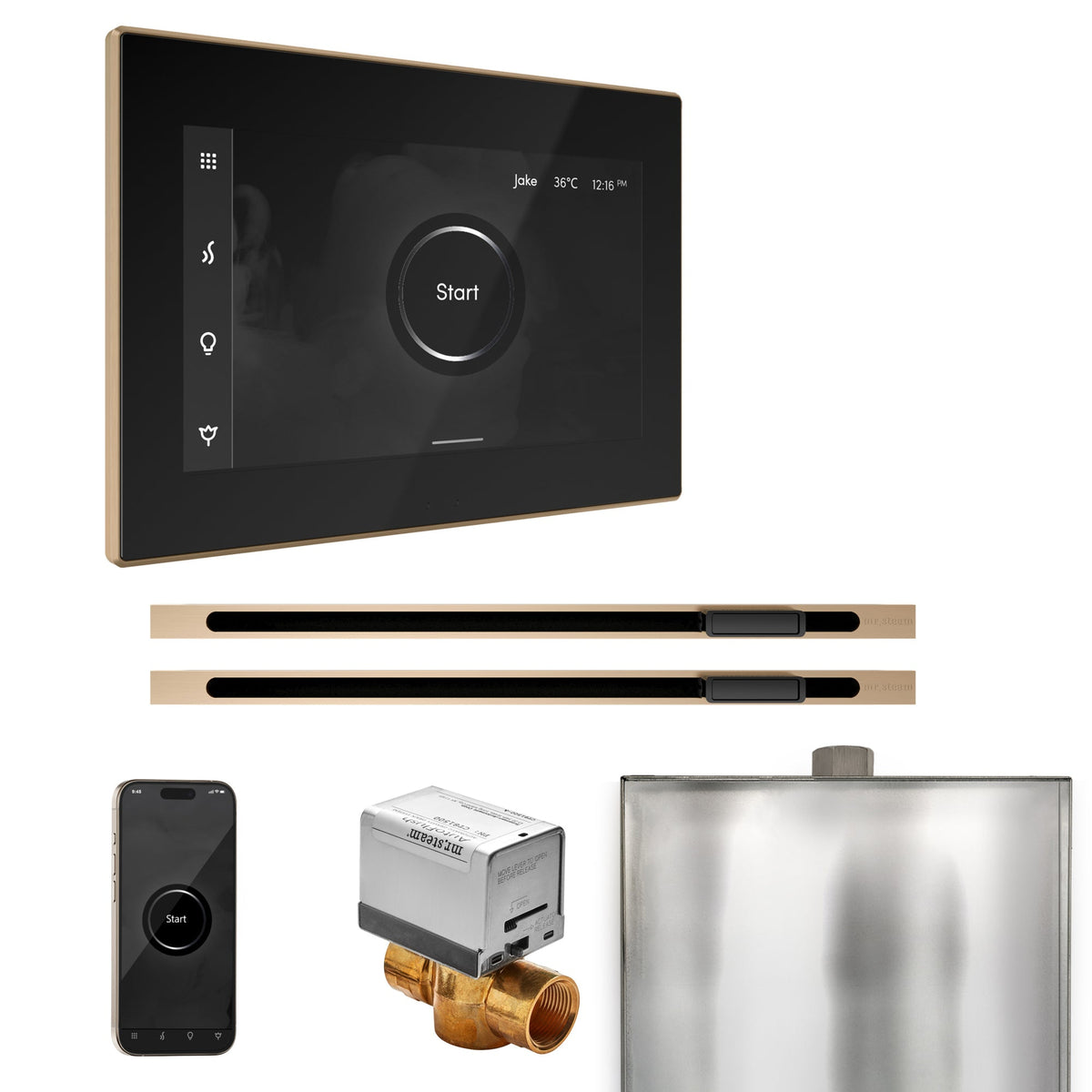 Mr. Steam XButler Max Linear Steam Shower Control Package – iSteamX Control, 16 in. Linear Steamhead, Max AutoFlush & Drip Pan for Max Generators