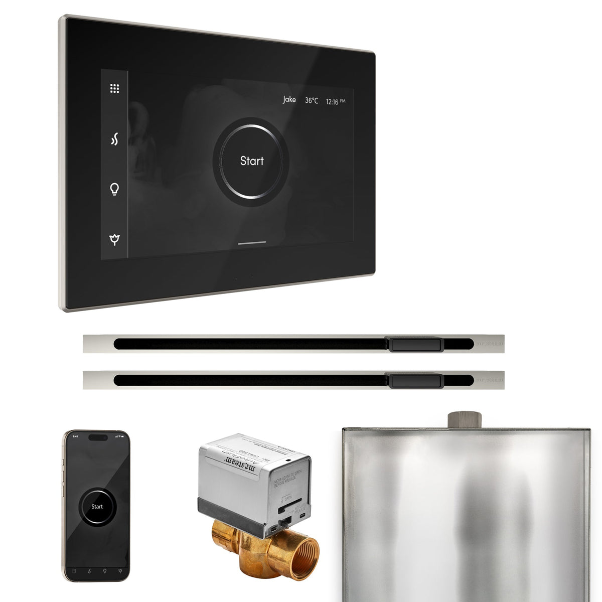Mr. Steam XButler Max Linear Steam Shower Control Package – iSteamX Control, 16 in. Linear Steamhead, Max AutoFlush & Drip Pan for Max Generators
