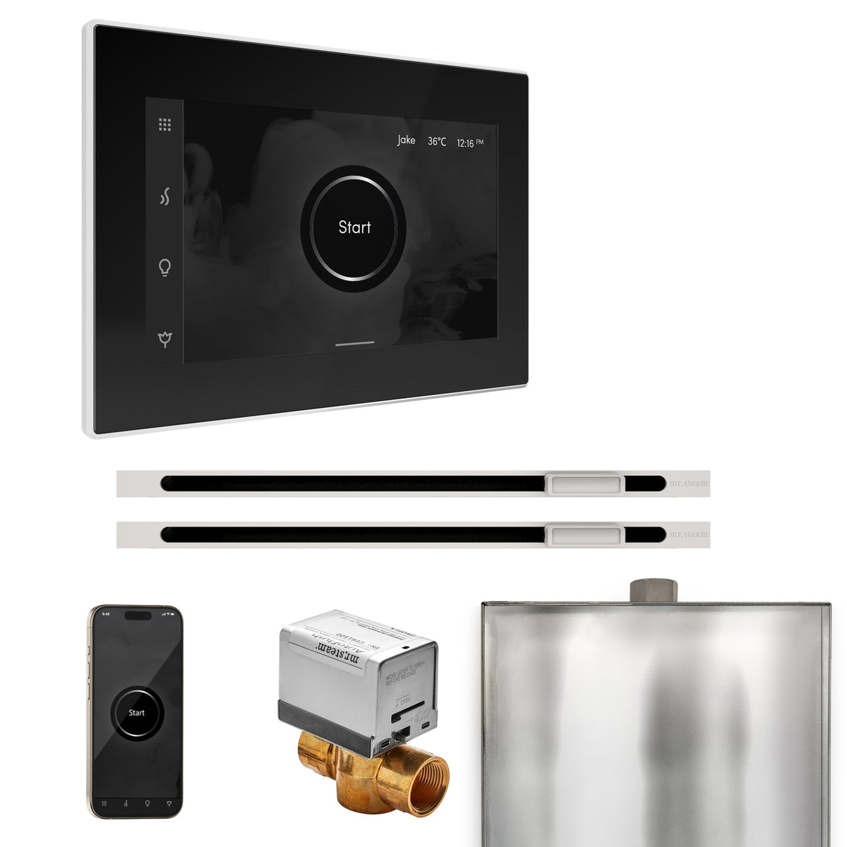 Mr. Steam XButler Max Linear Steam Shower Control Package – iSteamX Control, 16 in. Linear Steamhead, Max AutoFlush & Drip Pan for Max Generators