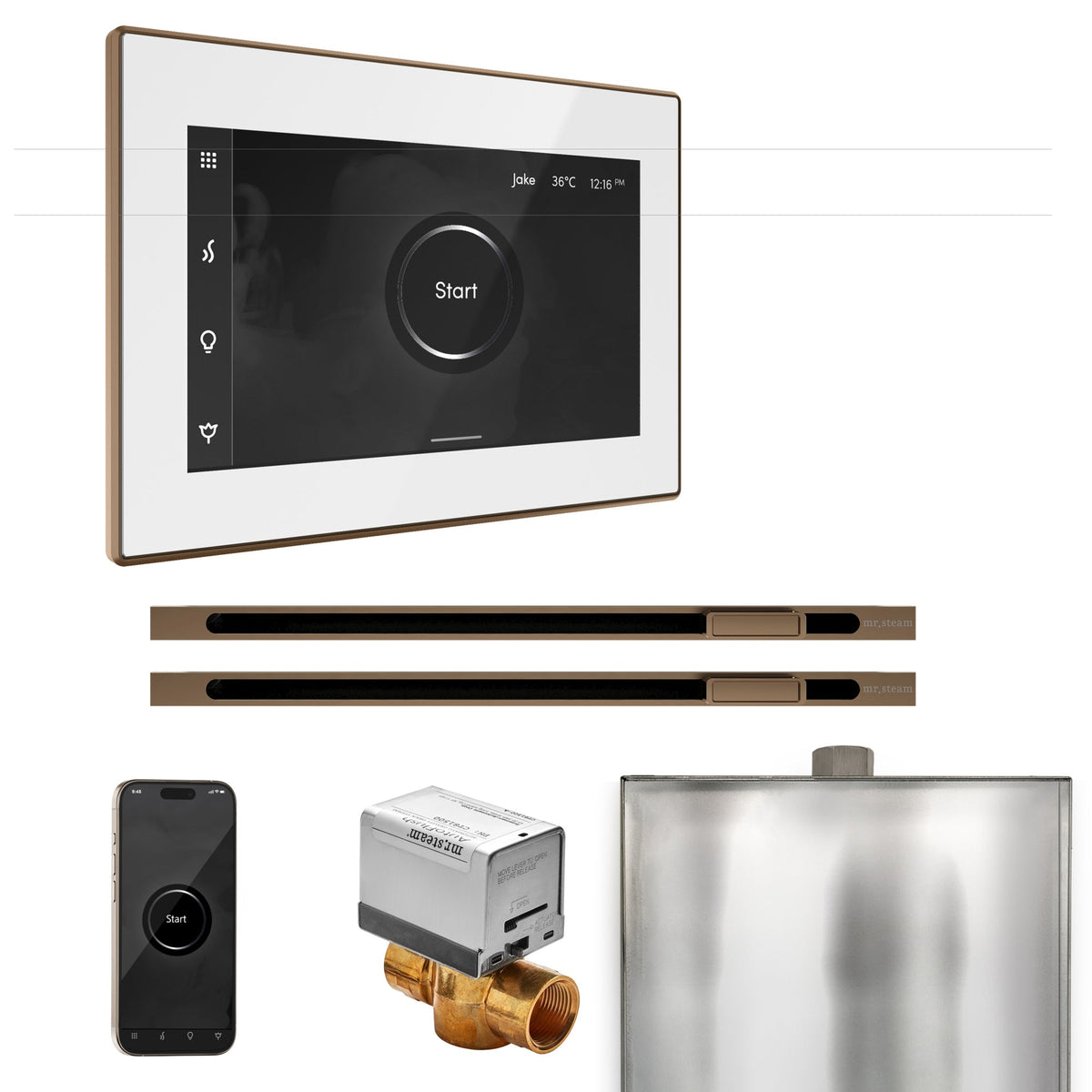 Mr. Steam XButler Max Linear Steam Shower Control Package – iSteamX Control, 16 in. Linear Steamhead, Max AutoFlush & Drip Pan for Max Generators