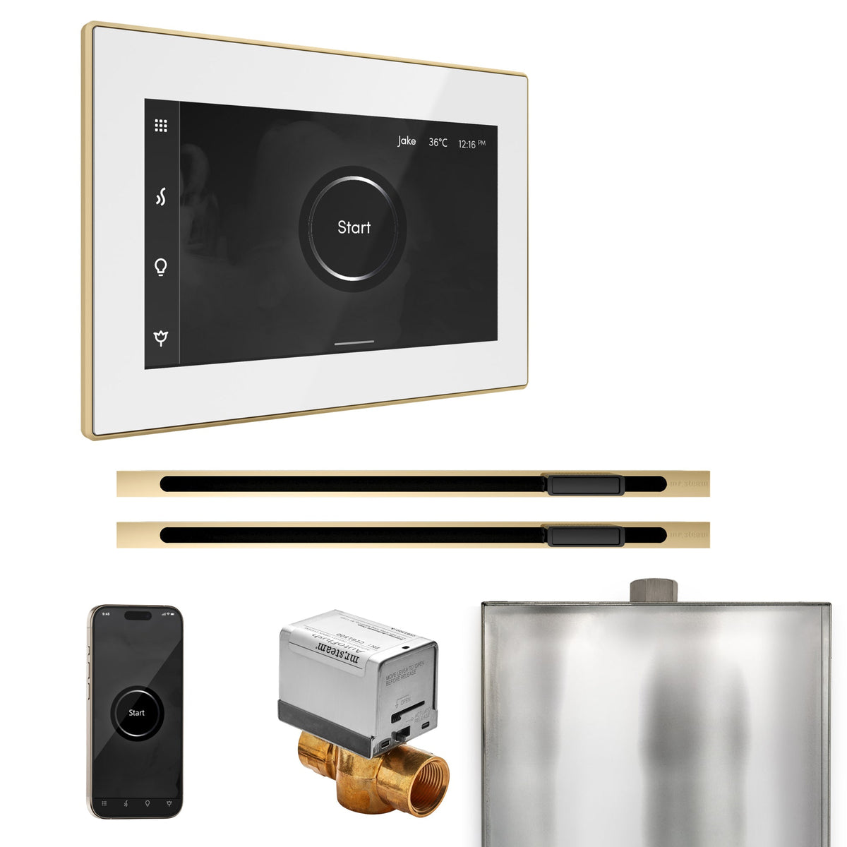 Mr. Steam XButler Max Linear Steam Shower Control Package – iSteamX Control, 16 in. Linear Steamhead, Max AutoFlush & Drip Pan for Max Generators