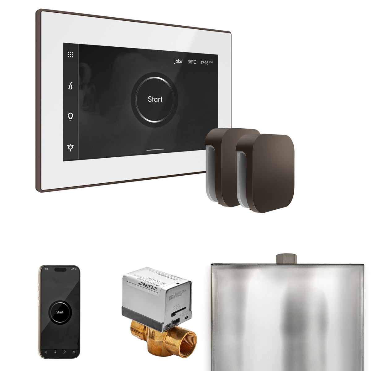 Mr. Steam XButler Max Steam Shower Control Package – iSteamX Control, Aroma Steamhead, Max AutoFlush & Drip Pan for Max Generators