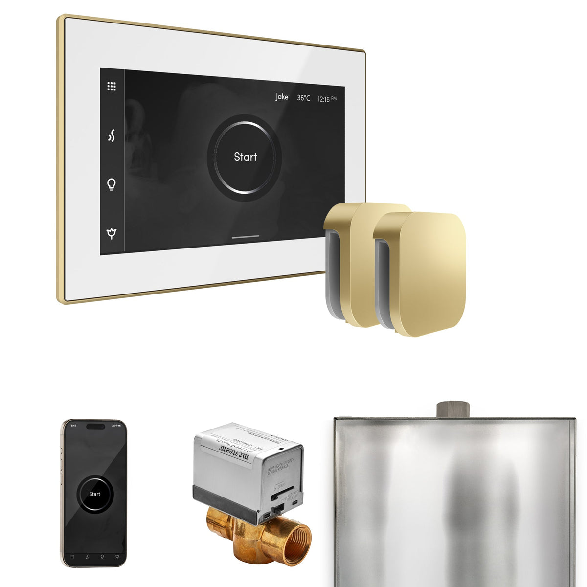Mr. Steam XButler Max Steam Shower Control Package – iSteamX Control, Aroma Steamhead, Max AutoFlush & Drip Pan for Max Generators