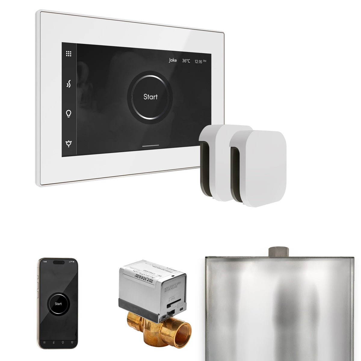 Mr. Steam XButler Max Steam Shower Control Package – iSteamX Control, Aroma Steamhead, Max AutoFlush & Drip Pan for Max Generators