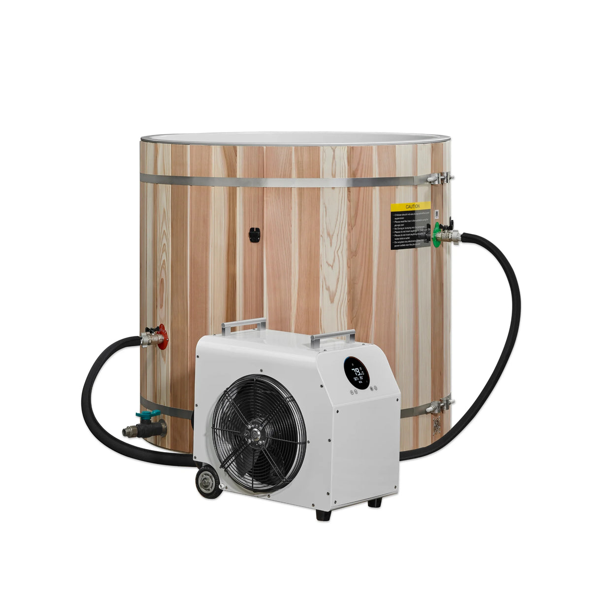 Dynamic Cold Therapy PVC Barrel Cold Plunge with Pacific Cedar Exterior | Luxury Ice Bath Recovery Tub | DCT-B-042-PLPC-34