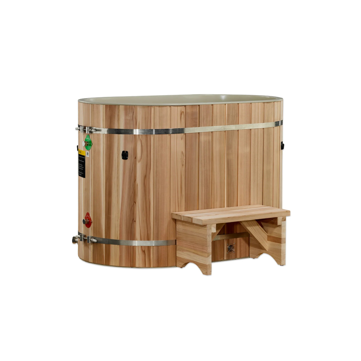 Dynamic Cold Therapy Oval Barrel Cold Plunge Tub, Pacific Cedar Exterior  - 3/4 IN-OUT without MotorDCT-BO-50-PLPC-34