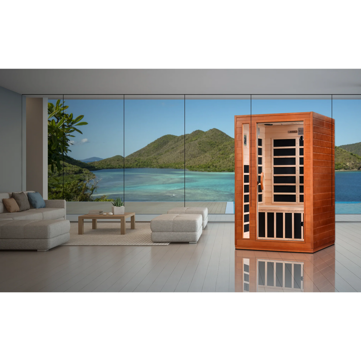 Dynamic Cordoba 2 Person Infrared Sauna, Low EMF FAR Infrared, Indoor, Canadian Hemlock, DYN-6203-01