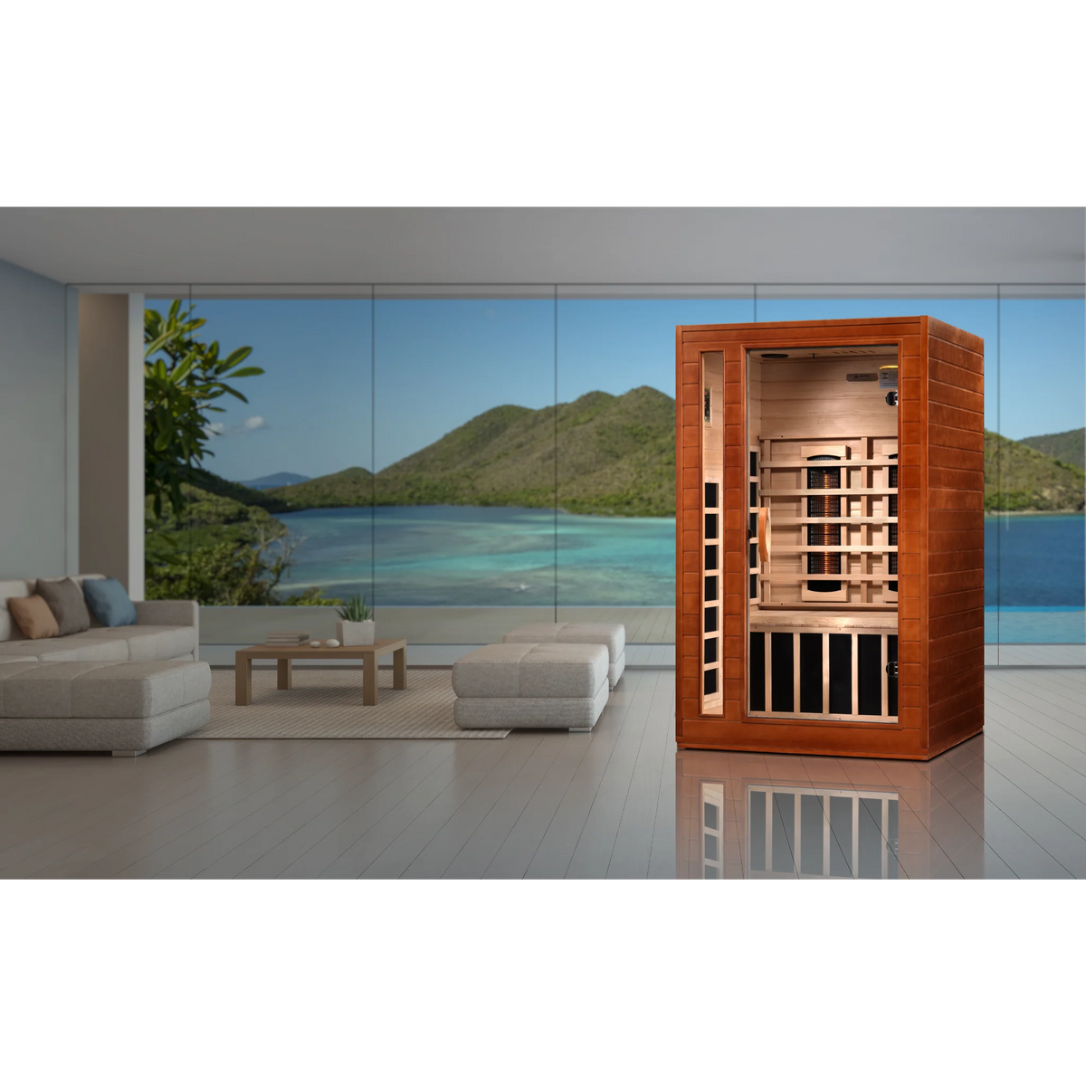 Dynamic Cordoba 2 Person Full Spectrum Near Zero EMF Infrared Sauna (Under 3MG) with Near IR, Chromotherapy & Bluetooth – DYN-6203-02 FS