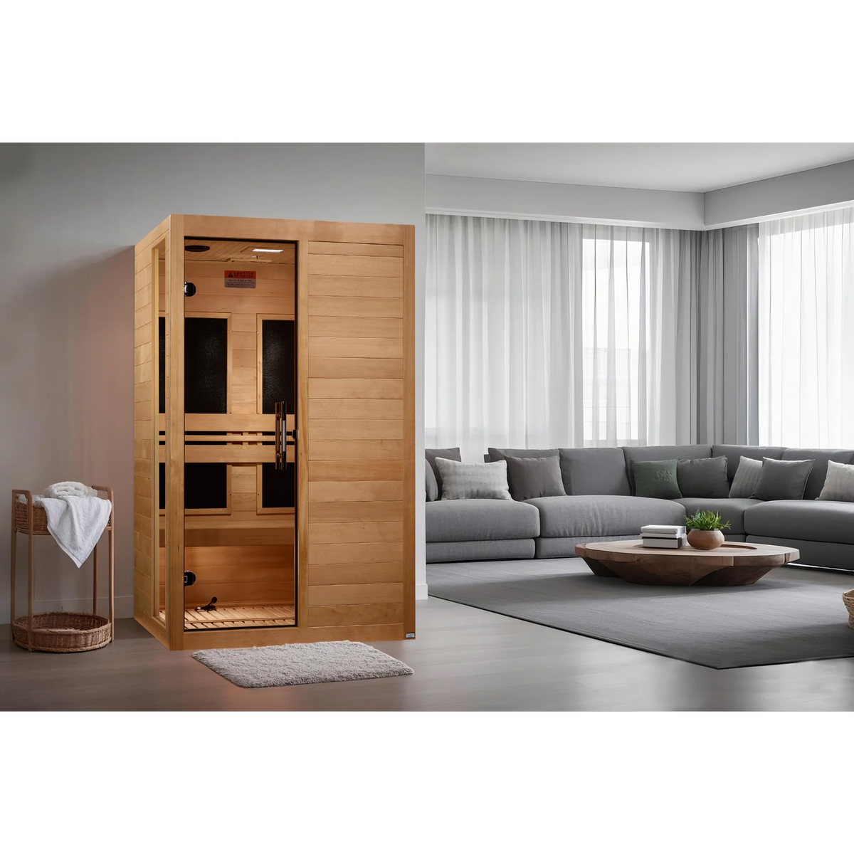 Dynamic Lucca Elite 2 Person Ultra Low EMF Infrared Sauna (3–5MG) with Chromotherapy, Bluetooth & Canadian Hemlock – DYN-6215-05 Elite
