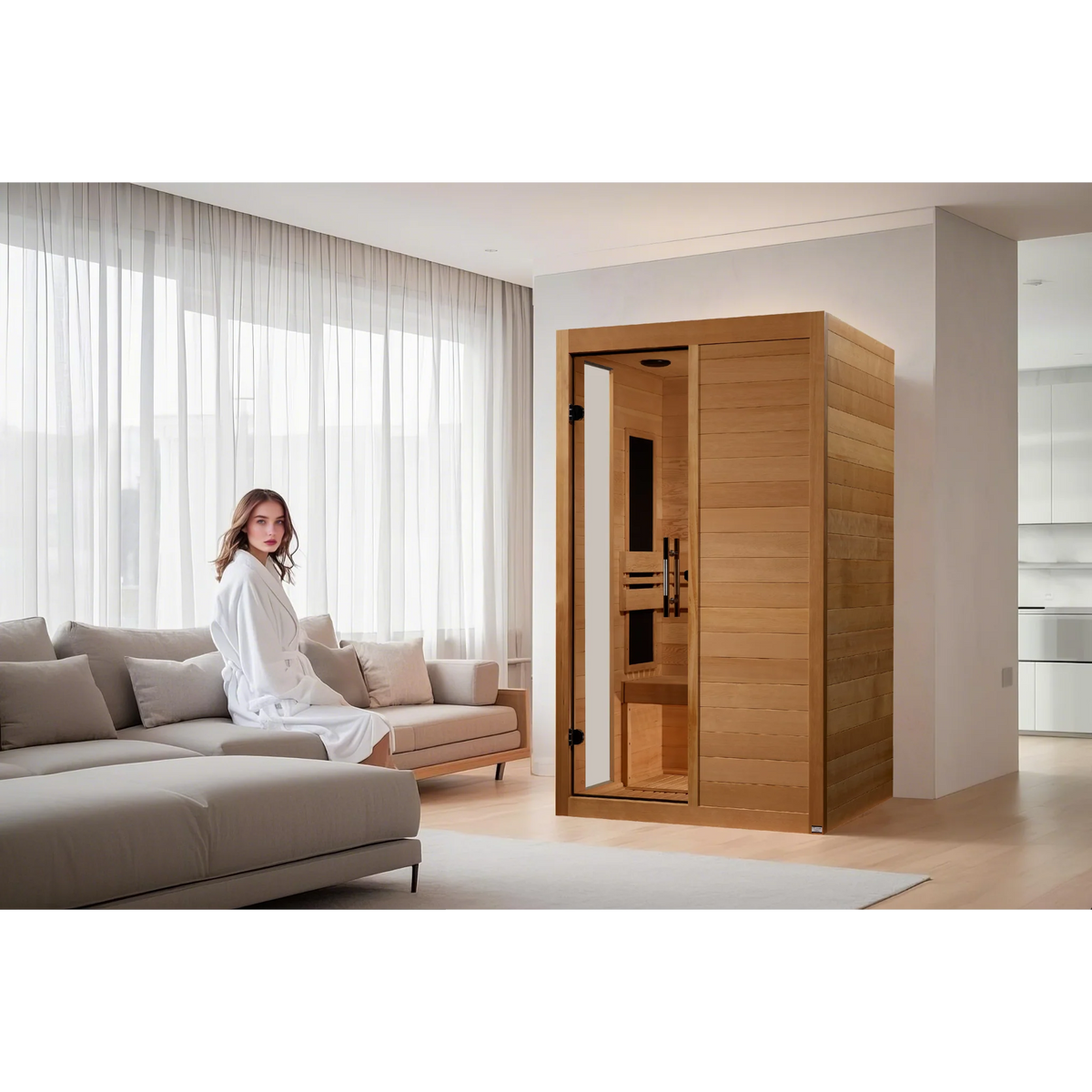 Dynamic Lucca 2 Person Infrared Sauna, Low EMF FAR Infrared, Indoor, Canadian Hemlock, 2026 Model, DYN-6215-05