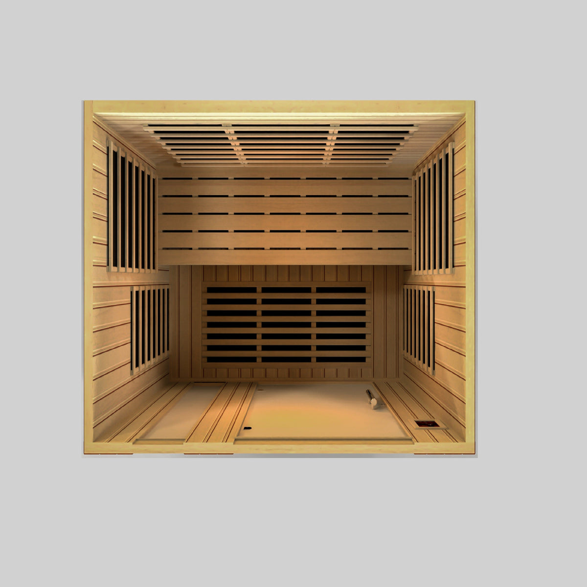 Dynamic Lugano Elite 3 Person Ultra Low EMF Infrared Sauna (3–5MG) with Chromotherapy, Bluetooth & Bronze Glass – Canadian Hemlock – DYN-6336-02 Elite