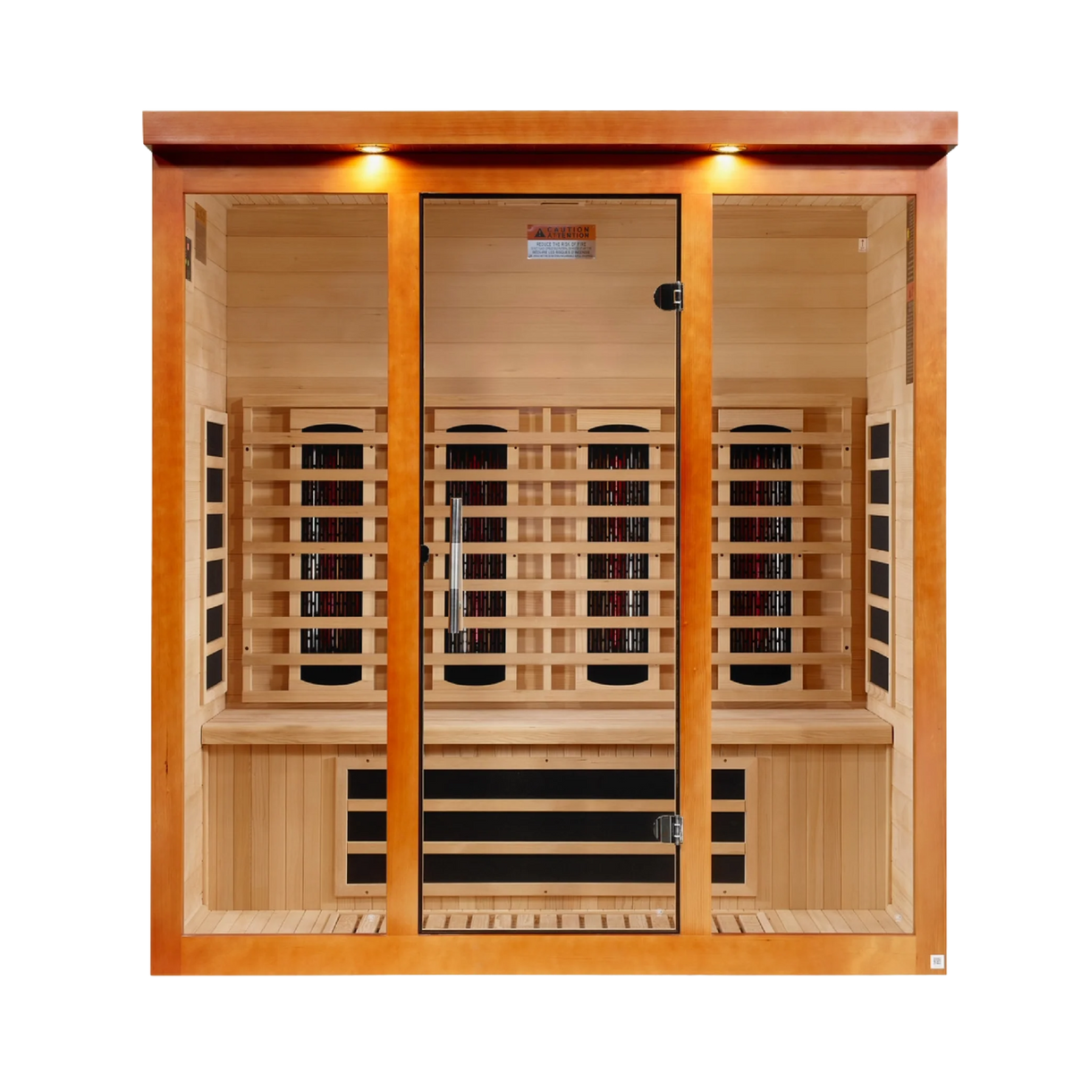 Dynamic Vila Grande 4-Person Full Spectrum Near Zero EMF Infrared Sauna, Canadian Hemlock, Honey Dark Stain, PureTech™, DYN-6415-03 FS
