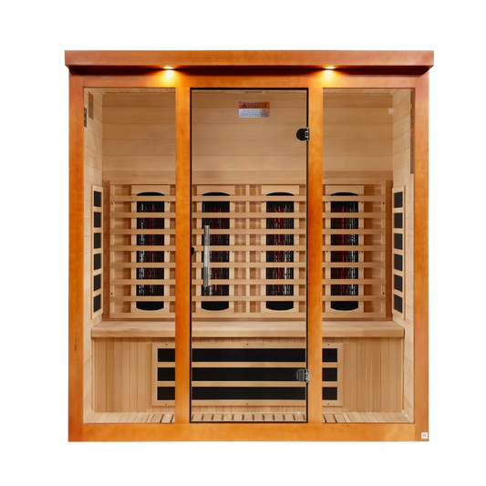 Dynamic Vila Grande 4-Person Full Spectrum Near Zero EMF Infrared Sauna, Canadian Hemlock, Honey Dark Stain, PureTech™, DYN-6415-03 FS