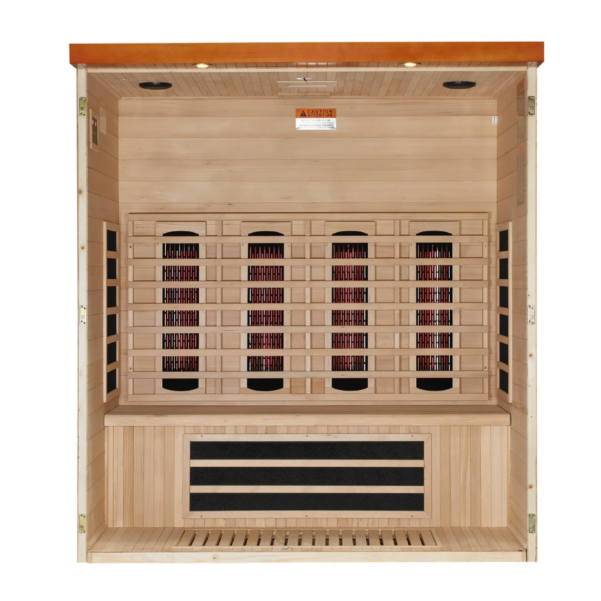 Dynamic Vila Grande 4-Person Full Spectrum Near Zero EMF Infrared Sauna, Canadian Hemlock, Honey Dark Stain, PureTech™, DYN-6415-03 FS