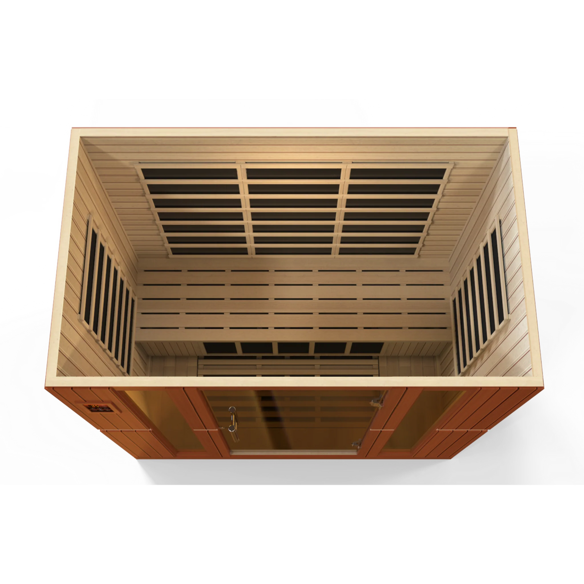Dynamic Bergamo Elite 4 Person Ultra Low EMF Infrared Sauna (3–5MG) with Floor Heaters, Chromotherapy & Bluetooth – DYN-6440-01 Elite