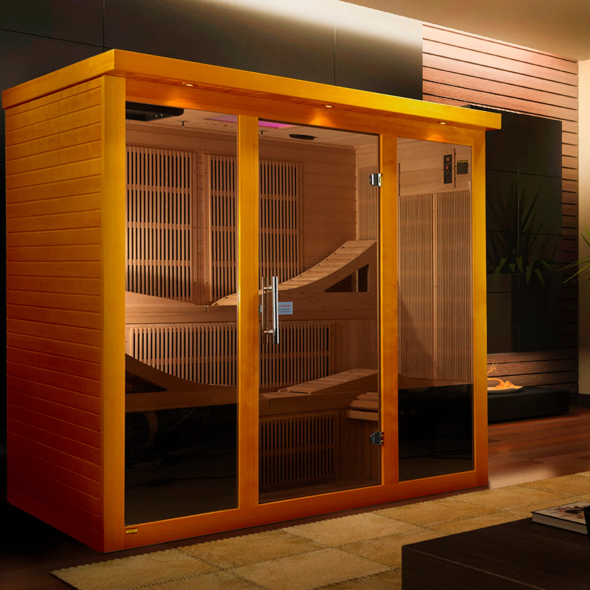 Dynamic Elite 6-Person Ultra Low EMF FAR Infrared Sauna, Canadian Hemlock, Bronze Tinted Glass, Red Light Therapy, DYN-6996-01 Elite