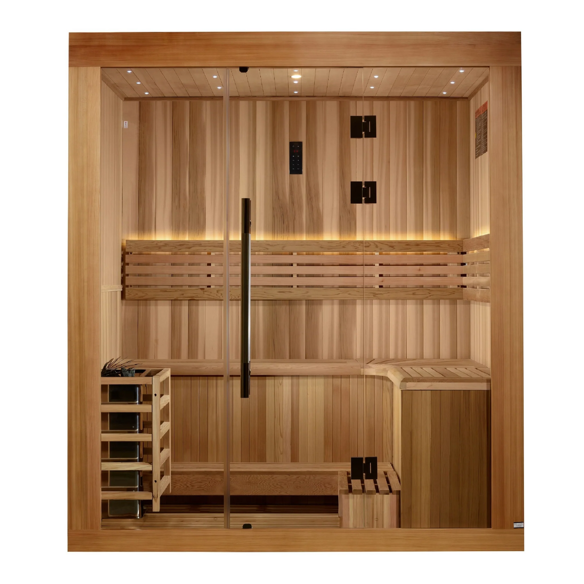Golden Designs Copenhagen Edition 3-Person Traditional Sauna, Canadian Red Cedar Interior & Pacific Premium Clear Cedar Exterior, GDI-7389-02