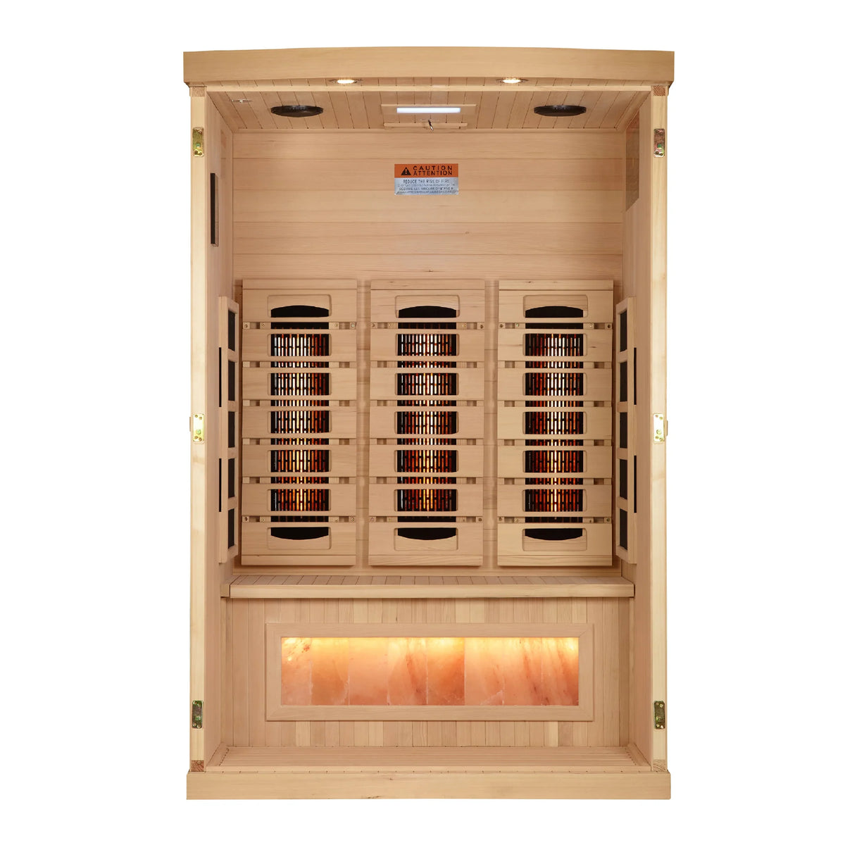 Golden Designs 2 Person Full Spectrum Infrared Sauna, PureTech™ Near Zero EMF, Himalayan Salt Bar, Canadian Hemlock, Indoor, GDI-8020-03