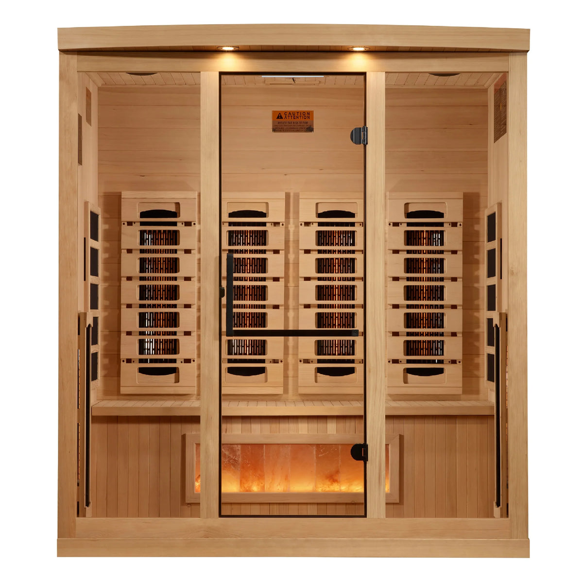 Golden Designs 4 Person Full Spectrum Infrared Sauna, PureTech™ Near Zero EMF, Himalayan Salt Bar, Canadian Hemlock, Indoor, GDI-8040-03