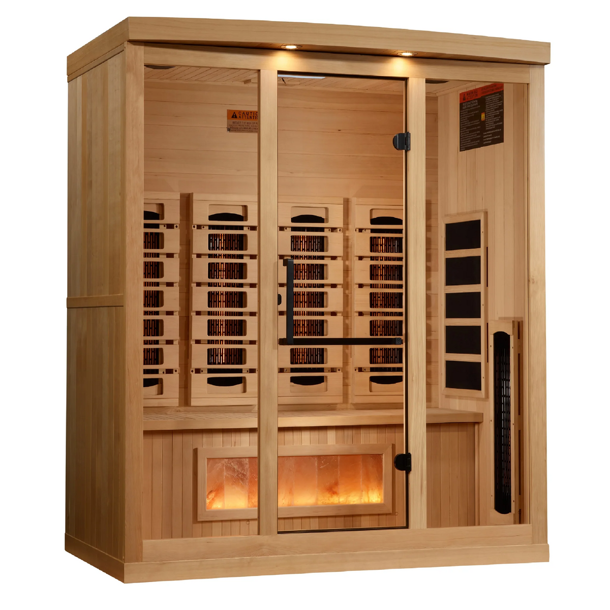 Golden Designs 4 Person Full Spectrum Infrared Sauna, PureTech™ Near Zero EMF, Himalayan Salt Bar, Canadian Hemlock, Indoor, GDI-8040-03