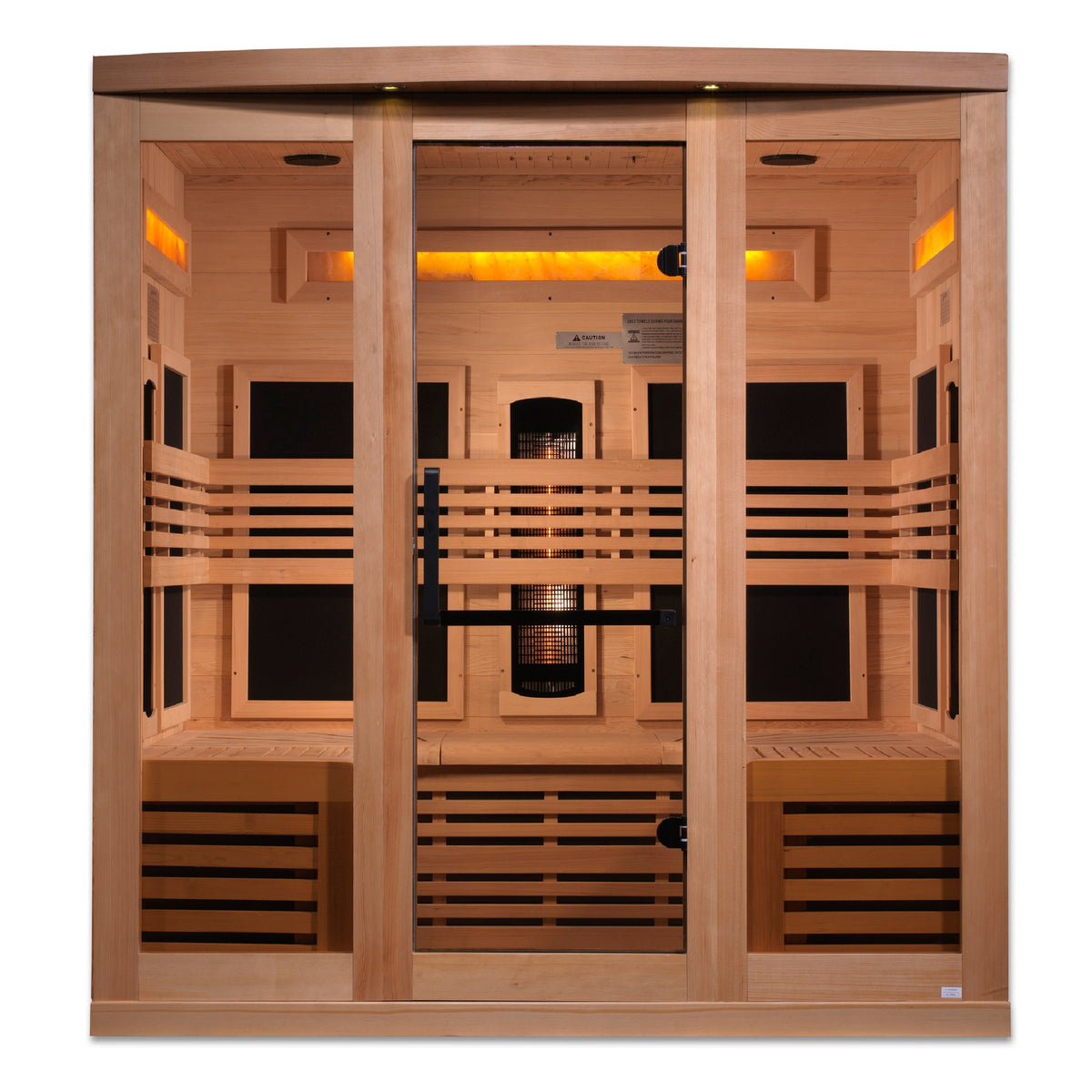 Golden Designs 6 Person Full Spectrum Infrared Sauna, PureTech™ Near Zero EMF, 5 Himalayan Salt Bars, Canadian Hemlock, Indoor, GDI-8260-01