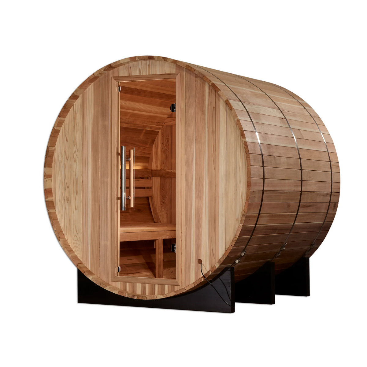 Golden Designs Arosa 4 Person Outdoor Barrel Traditional Sauna, Pacific Premium Cedar, Bronze Privacy Glass, GDI-B004-01