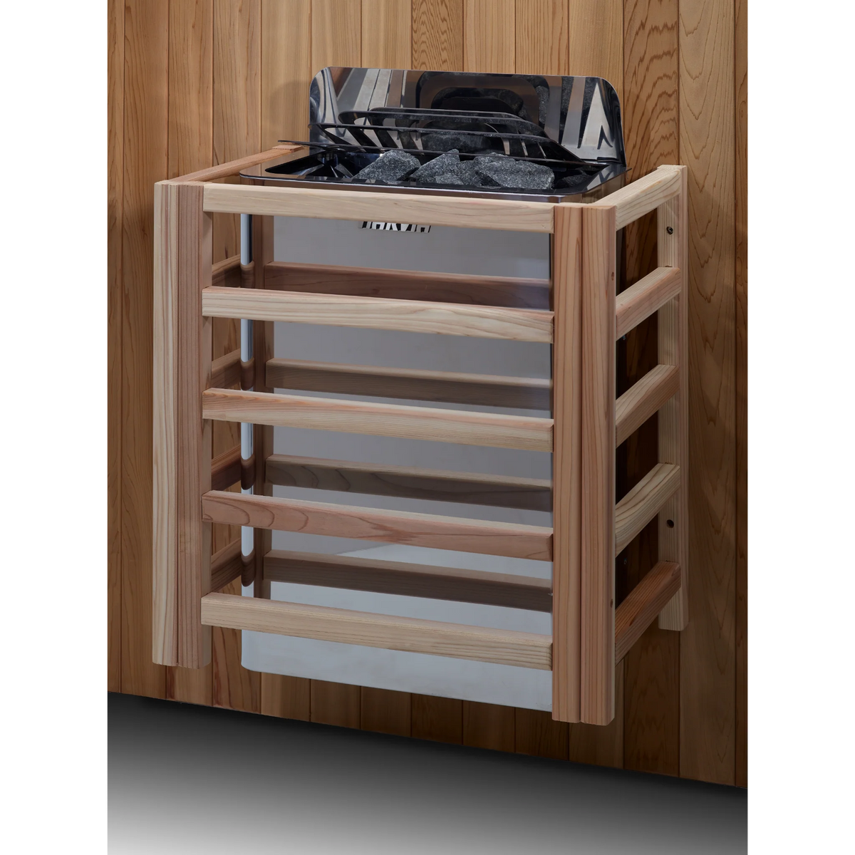 Golden Designs Kaskinen 6 Person Hybrid Outdoor Sauna | PureTech™ Full Spectrum Infrared & Traditional Stove | Near Zero EMF | Canadian Red Cedar Interior | GDI-8526-01